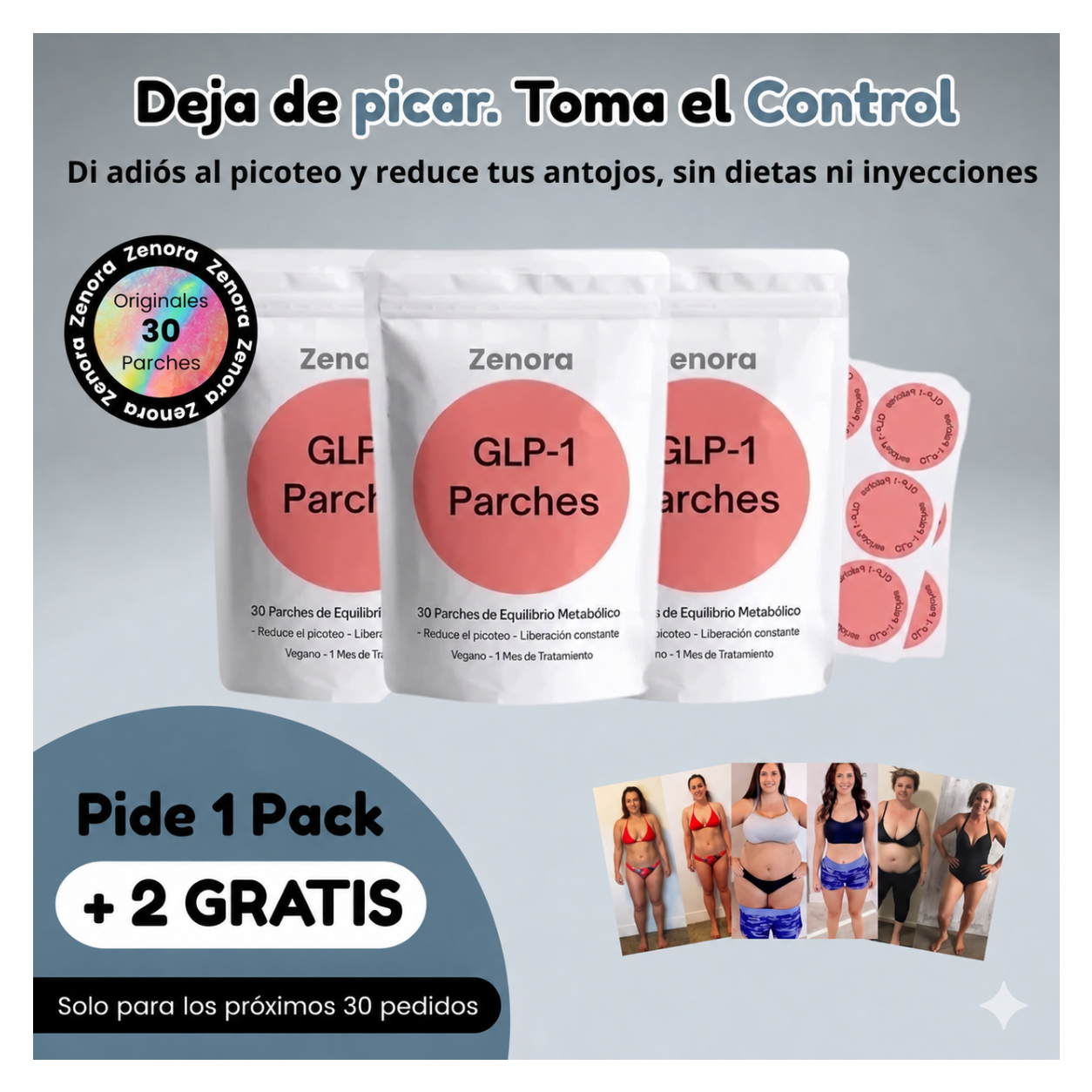 Parches GLP-1 para el control del apetito y el metabolismo.