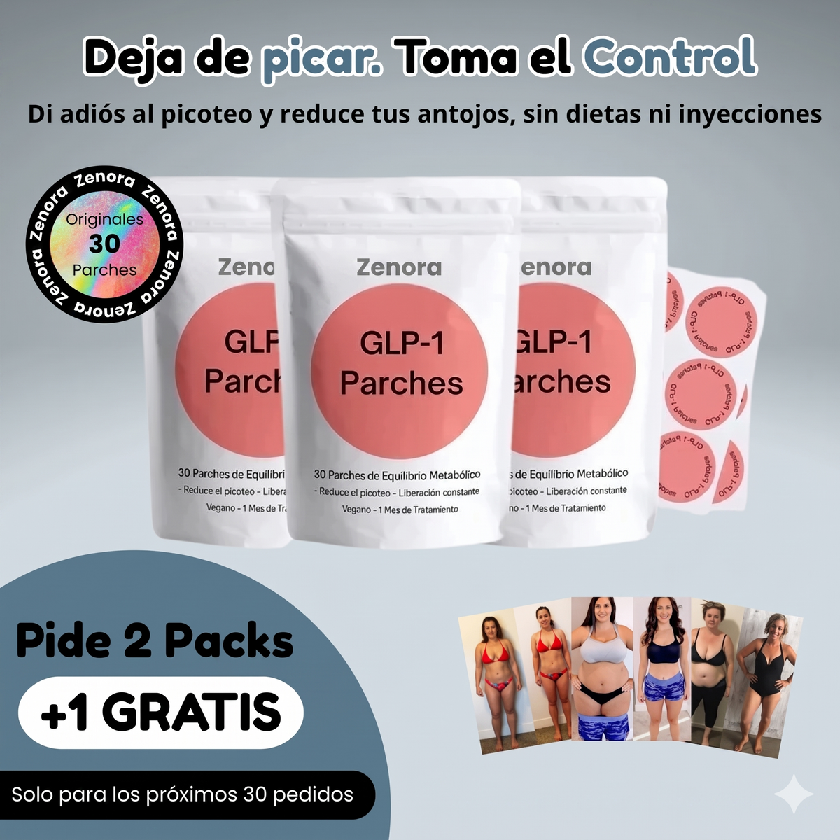 Parches GLP-1 para el control del apetito y el metabolismo.